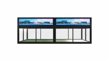 Scube361 Eventcontainer - Doppelter Showroom mit LED Attika