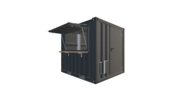 unitainer.event | 8 Fuß Kiosk Container - Vorne Rechts Screenshot - Vorne Rechts