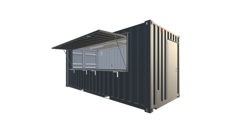 Seecontainer / Seecontainer 20 Fuß Kiosk Container - Screenshot - Vorne Rechts