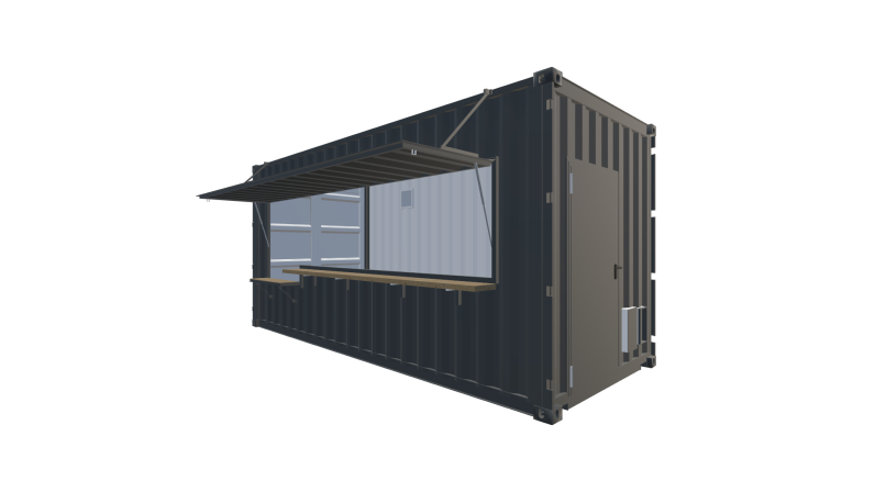 Seecontainer 20 Fuß HighCube Kiosk Container - Screenshot - Vorne Rechts