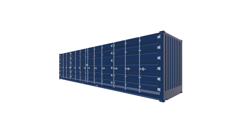 Seecontainer 40 Fuß HighCube OpenSide Container - Screenshot - Vorne Rechts