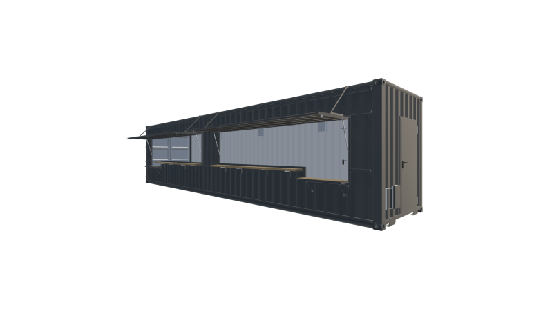 Seecontainer 40 Fuß HighCube Kiosk Container - Screenshot - Vorne Rechts