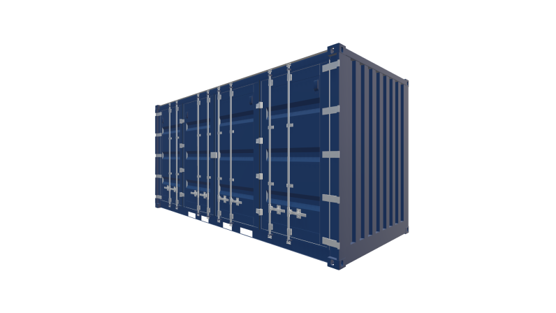 Seecontainer 20 Fuß HighCube OpenSide Container - Screenshot - Vorne Rechts