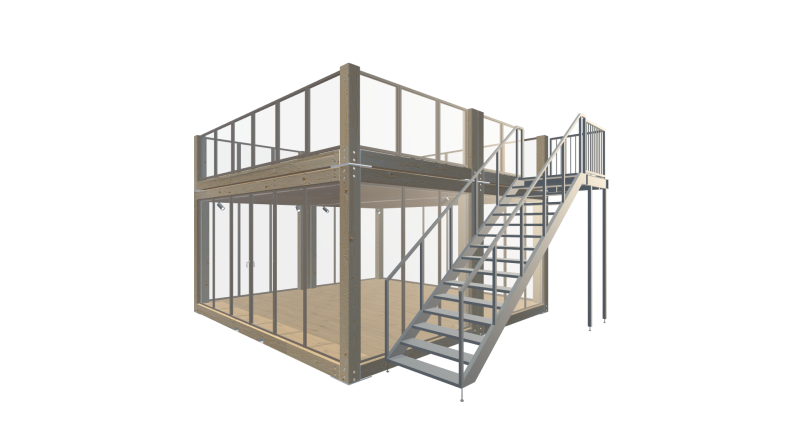 Holzmodule Woodline - PREFAB 203 - Screenshot - Vorne Rechts