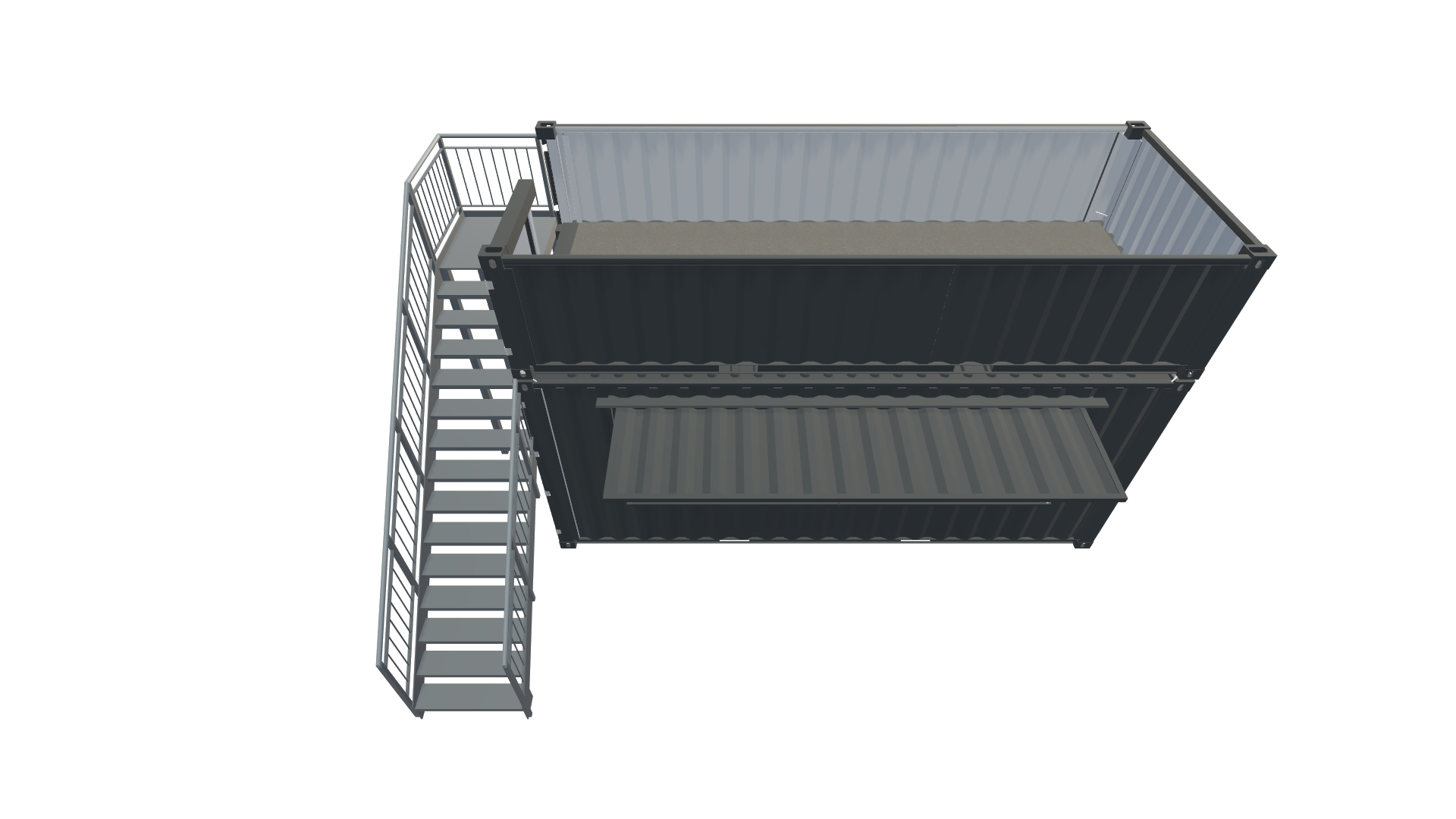 Outdoor-Fashion Seecontainer „Terra Nova“ – Promotionmodul mit Bar Screenshot - Schräg Oben