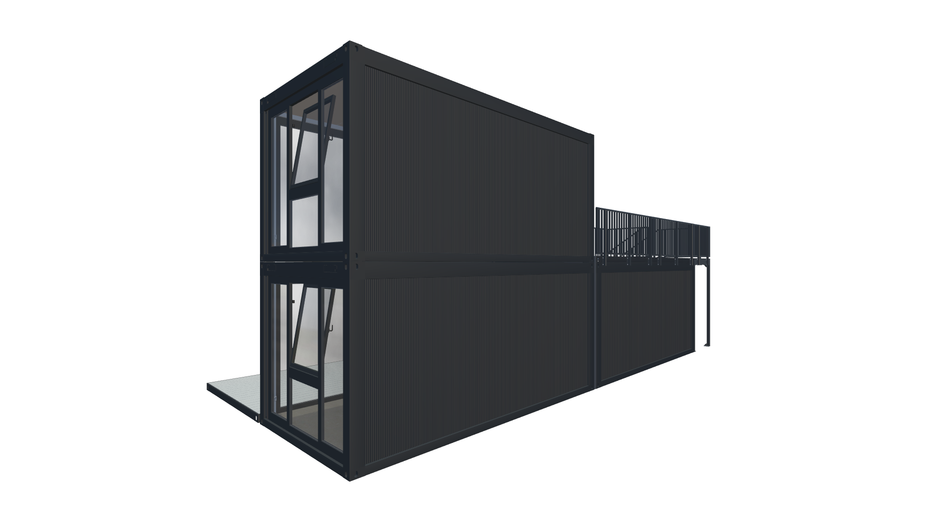 Roadshow-Container "Urban" – Modulare Event-Lounge mit Dachterrasse Screenshot - Hinten Rechts