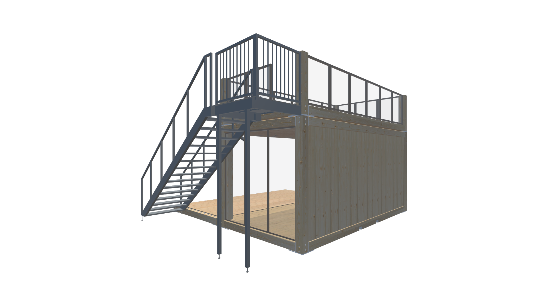 Gastro-Container Holz – Café & Rooftop Screenshot - Hinten Rechts