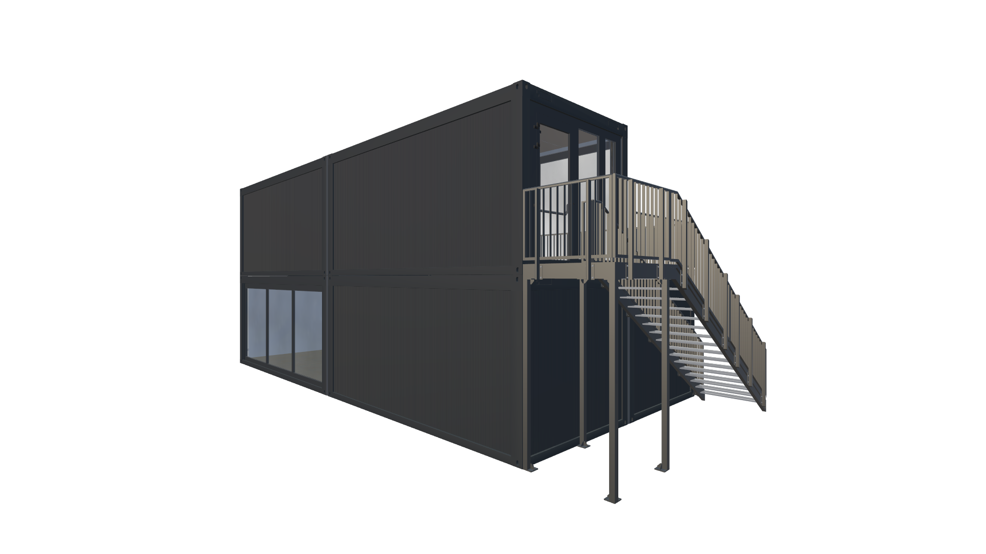 Messecontainer Premium-Lounge – Doppelstock-System Screenshot - Hinten Links