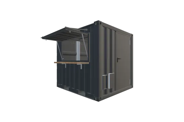 unitainer.event | 8 FuĂź Kiosk Container - Foto Screenshot - Vorne Rechts
