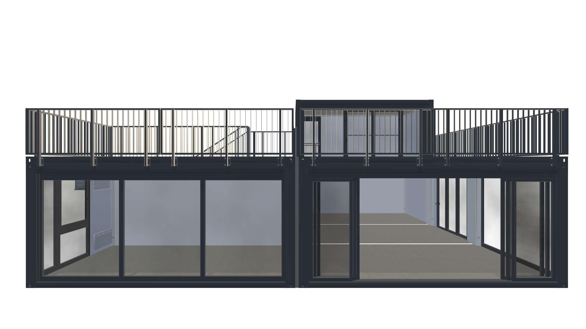Pop-up Gastro – Doppelstock-Restaurant mit Dachterrasse Screenshot - Frontal