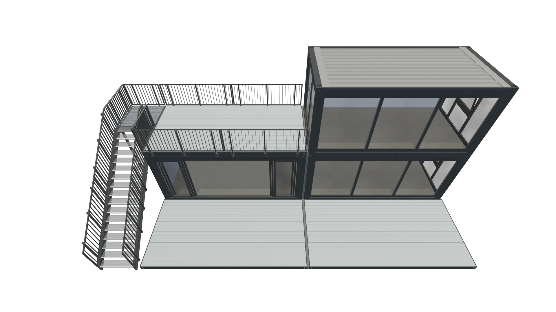 Roadshow-Container "Urban" – Modulare Event-Lounge mit Dachterrasse Screenshot - Schräg Oben Roadshow-Container "Urban" – Modulare Event-Lounge mit Dachterrasse Screenshot - Schräg Oben