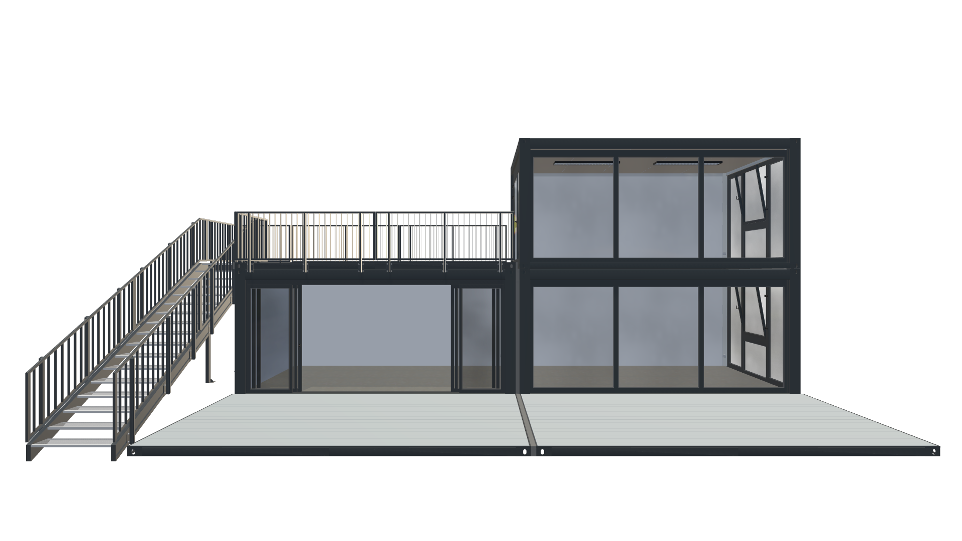Roadshow-Container "Urban" – Modulare Event-Lounge mit Dachterrasse Screenshot - Frontal