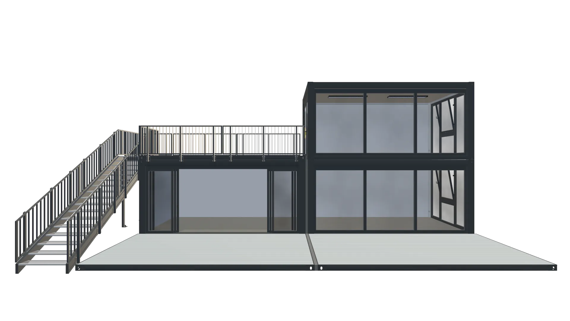 Roadshow-Container "Urban" – Modulare Event-Lounge mit Dachterrasse Screenshot - Frontal Roadshow-Container "Urban" – Modulare Event-Lounge mit Dachterrasse Screenshot - Frontal