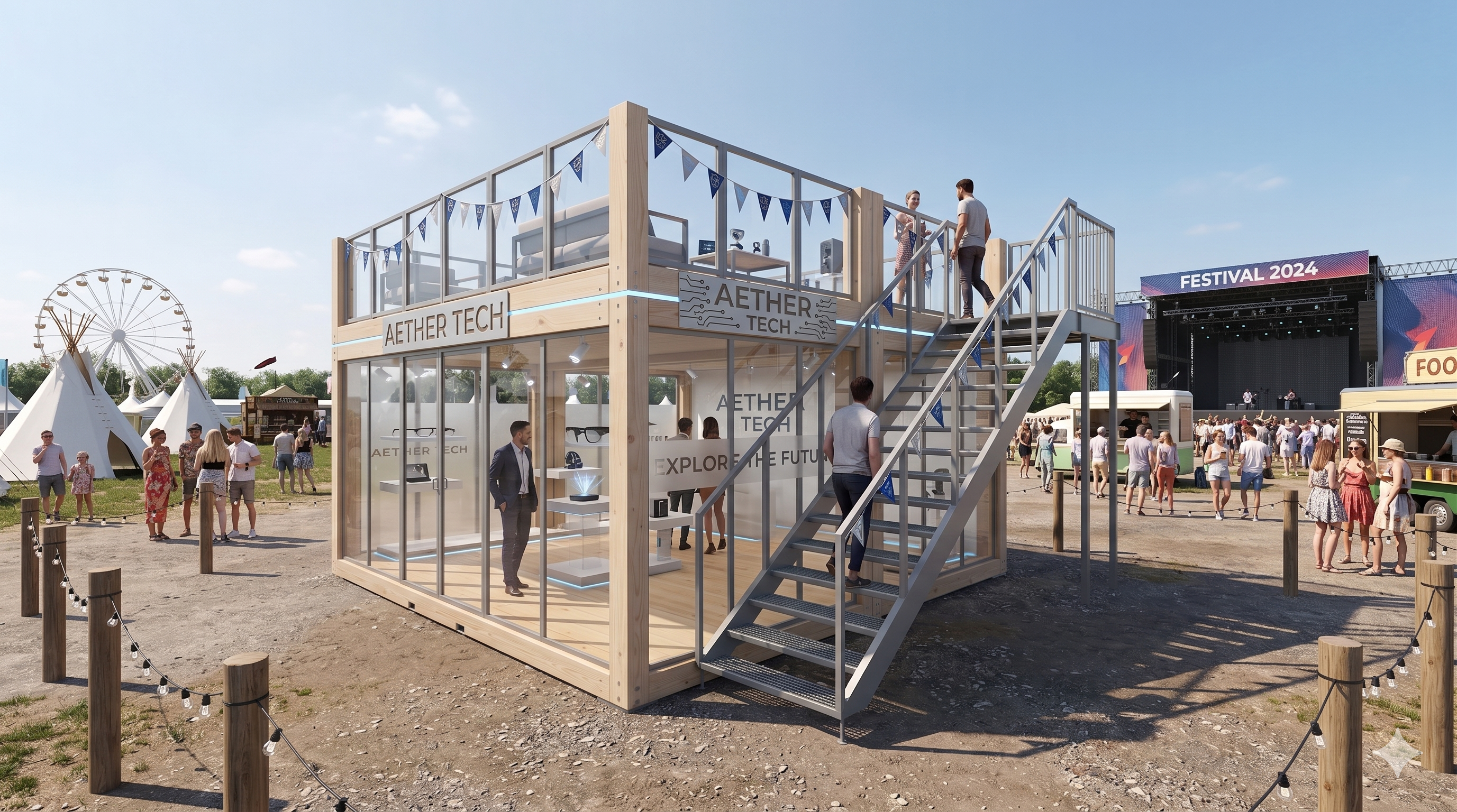 Festivalcontainer Tech-Showroom „Aether Cube“