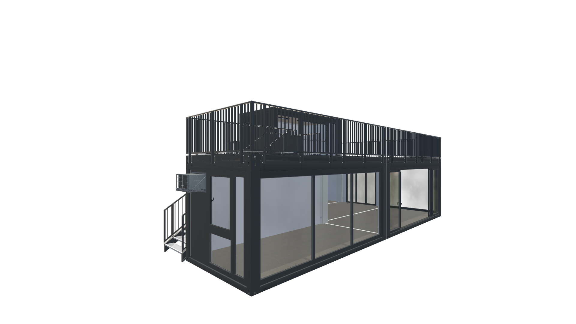 Pop-up Gastro – Doppelstock-Restaurant mit Dachterrasse Screenshot - Vorne Links