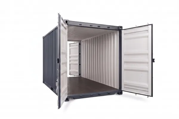 10 Fuß Double Door Container - Foto Schwarzer 10 Fuß Double Door Container aus Corten-Stahl mit doppelten Flügeltüren für beidseitigen Zugang