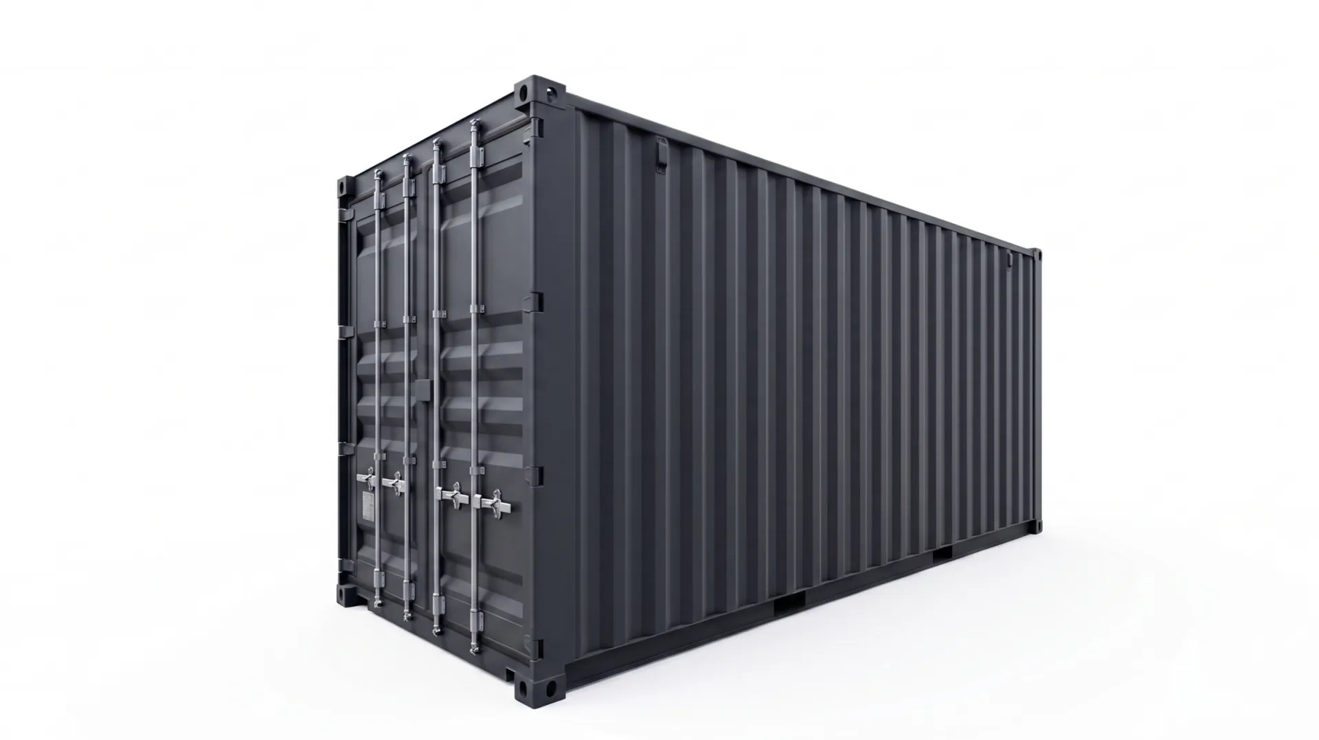 Der 20ft High Cube Container in Anthrazit (RAL 7016) – die flexible Basis für dein Event. Anthrazitfarbener 20ft High Cube Seecontainer im minimalistischen Industrial-Design für Events