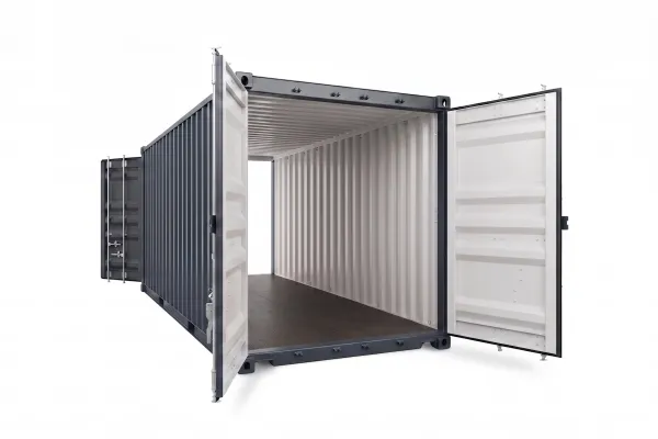 40 Fuß High Cube Double Door Container - Foto Anthrazitfarbener 40ft High Cube Double Door Tunnelcontainer für Event-Logistik und Kulissenbau