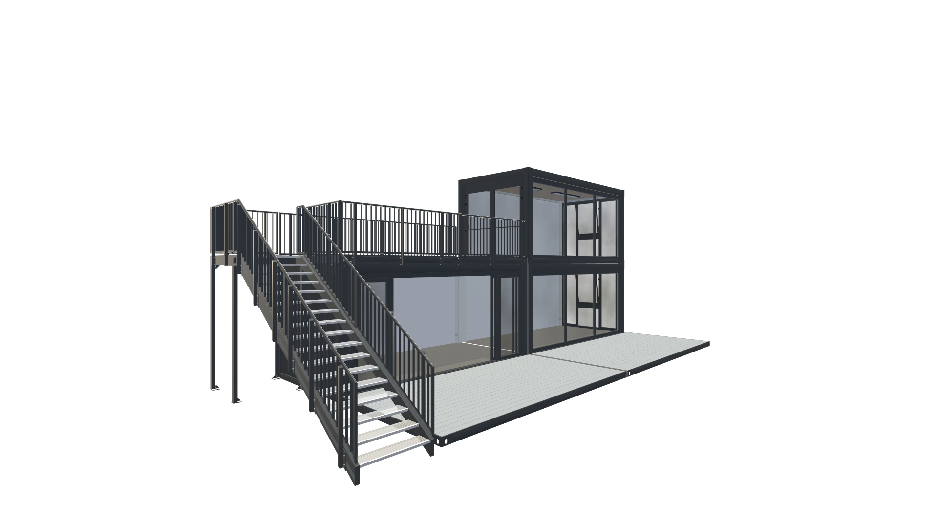 Roadshow-Container "Urban" – Modulare Event-Lounge mit Dachterrasse Screenshot - Vorne Links