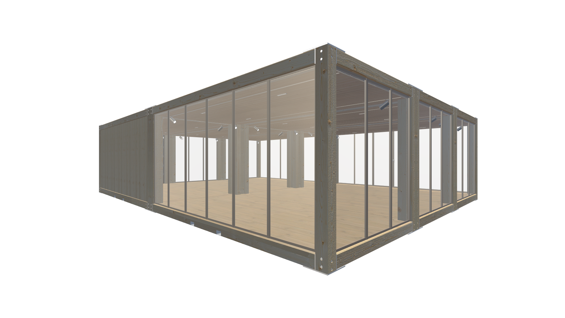 Pop-up Store Interior & Design – Modularer Holz-Pavillon Screenshot - Hinten Links