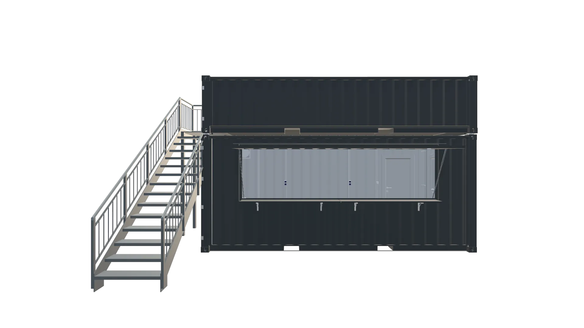 Outdoor-Fashion Seecontainer „Terra Nova“ – Promotionmodul mit Bar Screenshot - Frontal Outdoor-Fashion Seecontainer „Terra Nova“ – Promotionmodul mit Bar Screenshot - Frontal