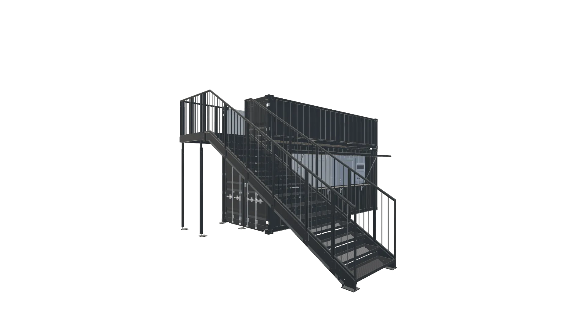 20 Fuß Kiosk Container mit Dachterrasse - Variante 2 Screenshot - Vorne Links 20 Fuß Kiosk Container mit Dachterrasse - Variante 2 Screenshot - Vorne Links