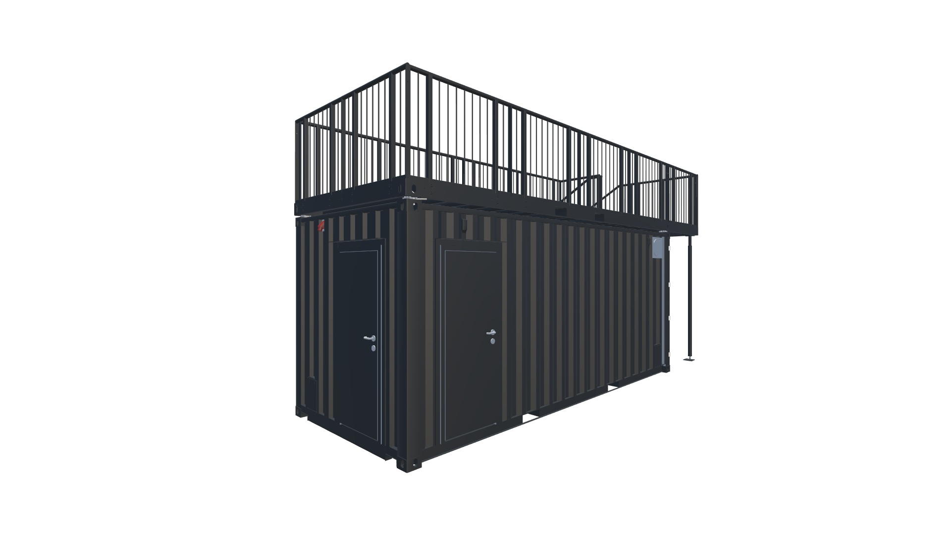 Roadshow-Seecontainer – Mobiler Promotionstand mit Dachterrasse Screenshot - Hinten Rechts