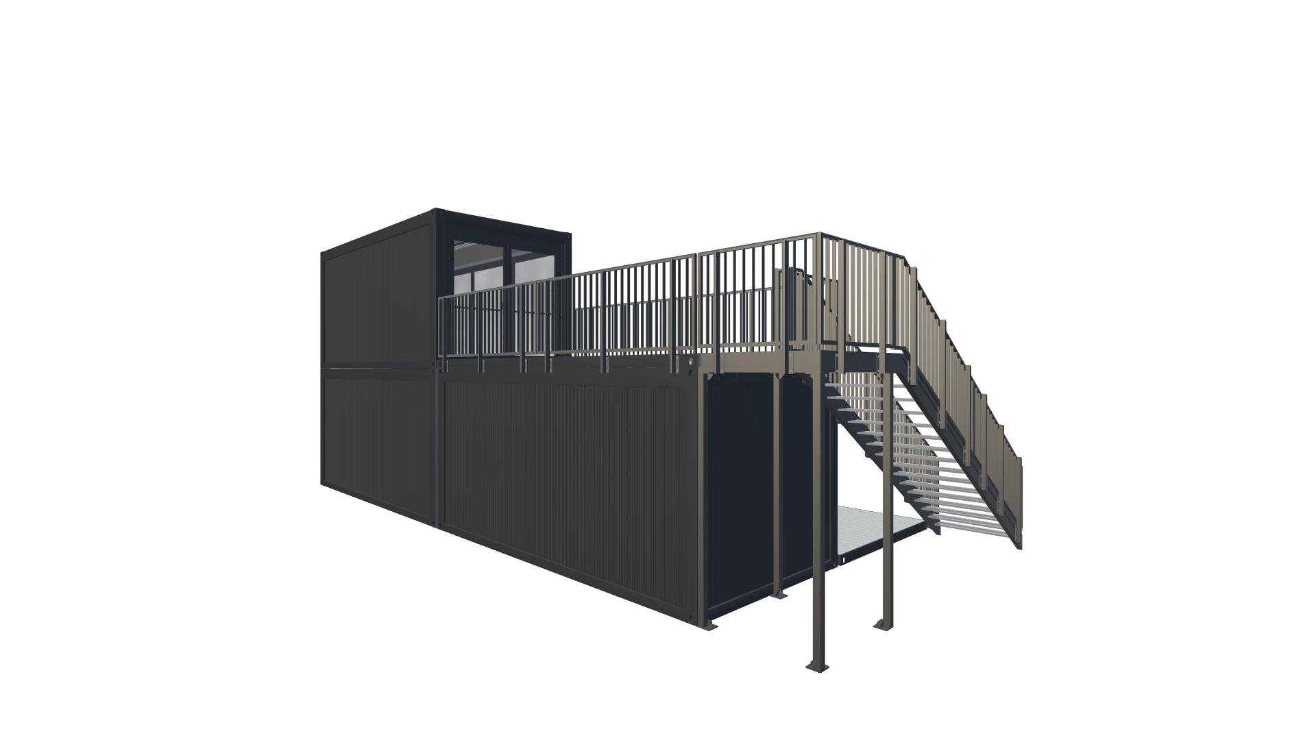 Roadshow-Container "Urban" – Modulare Event-Lounge mit Dachterrasse Screenshot - Hinten Links