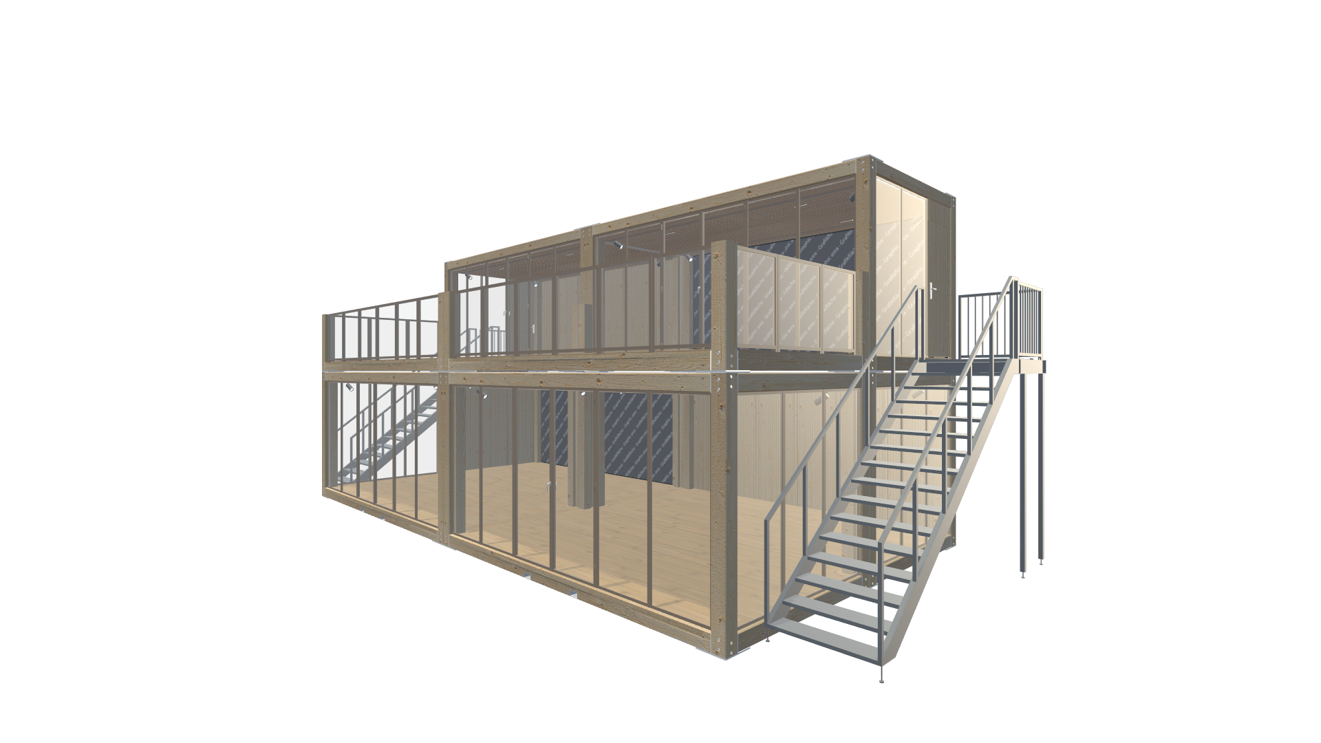 Holzmodule Woodline - PREFAB 217 - Screenshot - Vorne Rechts