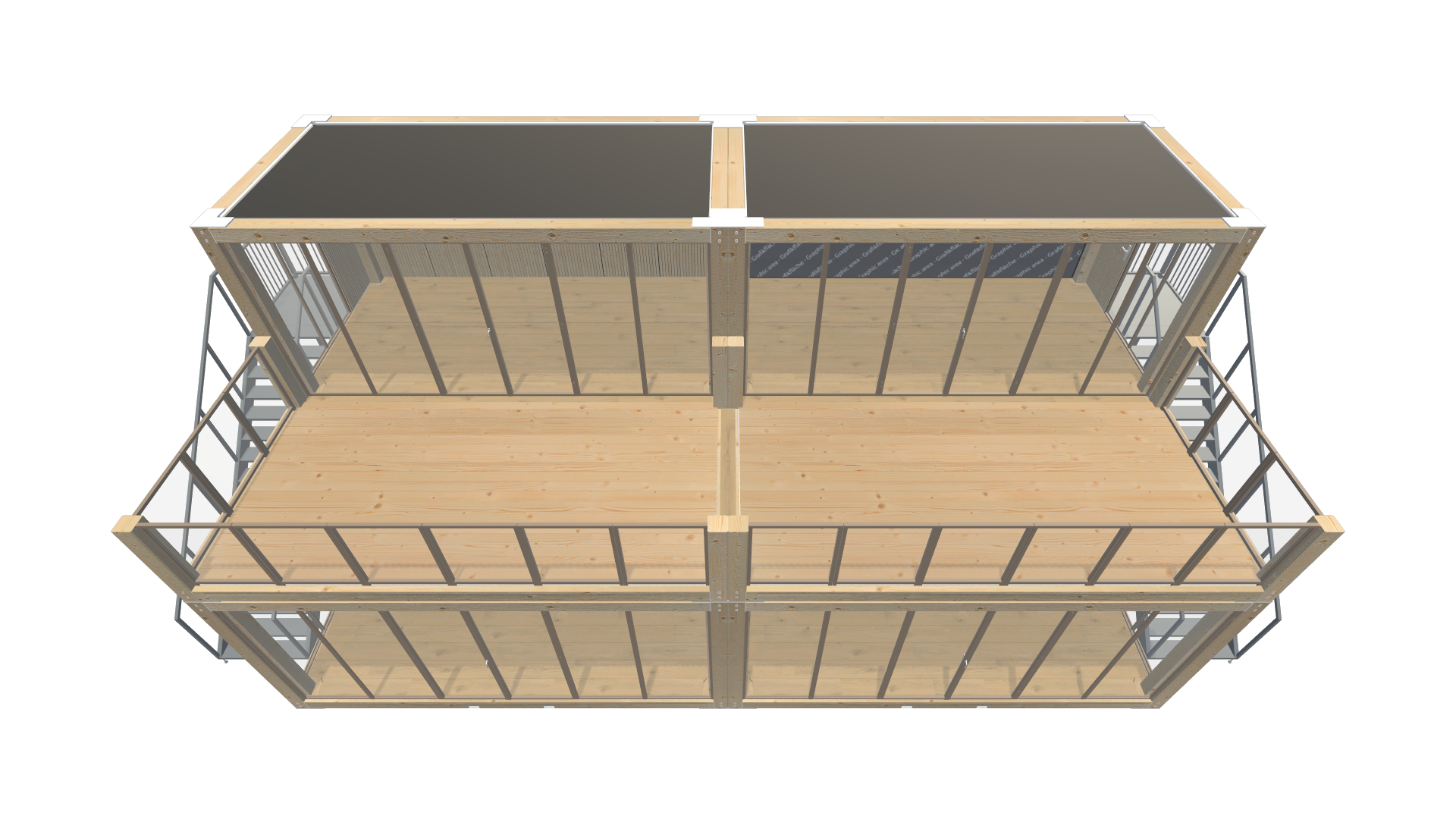 Holzmodule Woodline - PREFAB 217 - Schräg Oben Holzmodule Woodline - PREFAB 217 - Screenshot - Schräg Oben