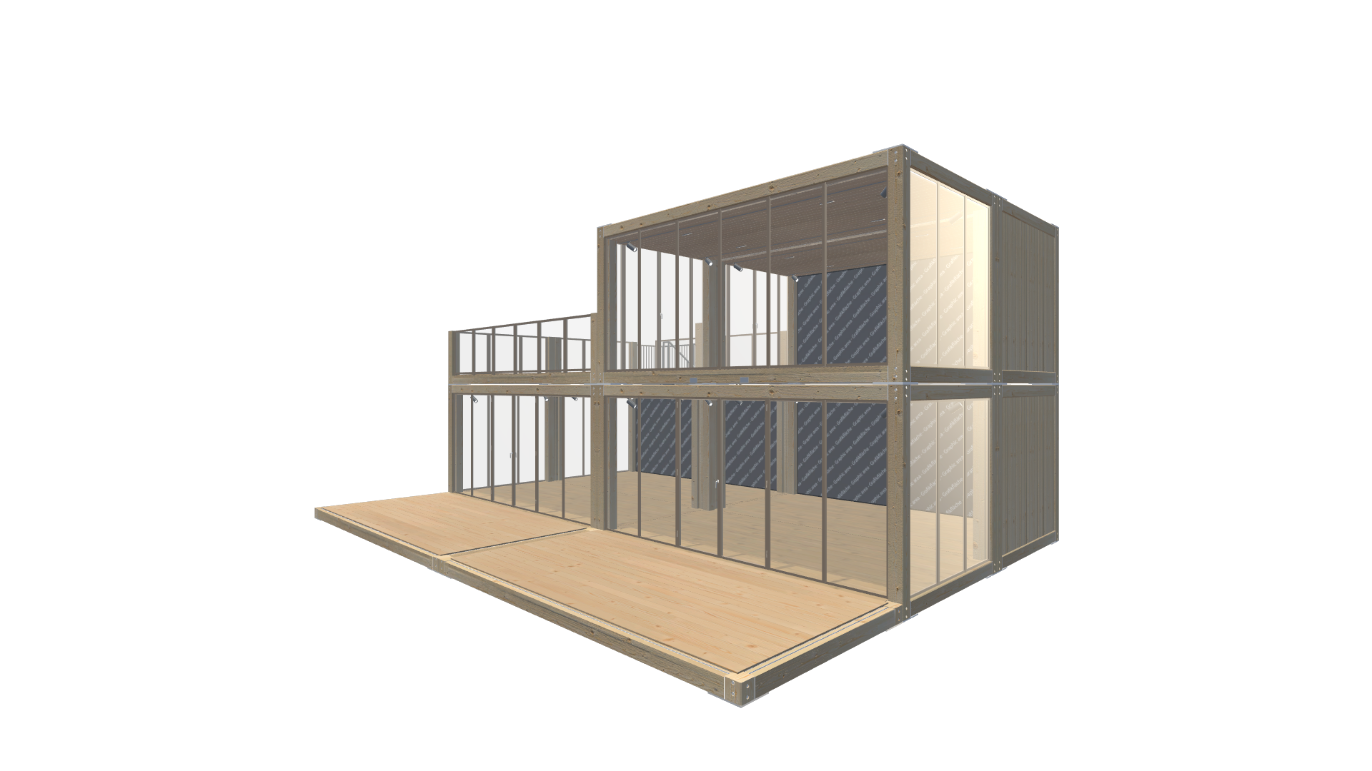 Holzmodule Woodline - PREFAB 207 - Screenshot - Vorne Rechts