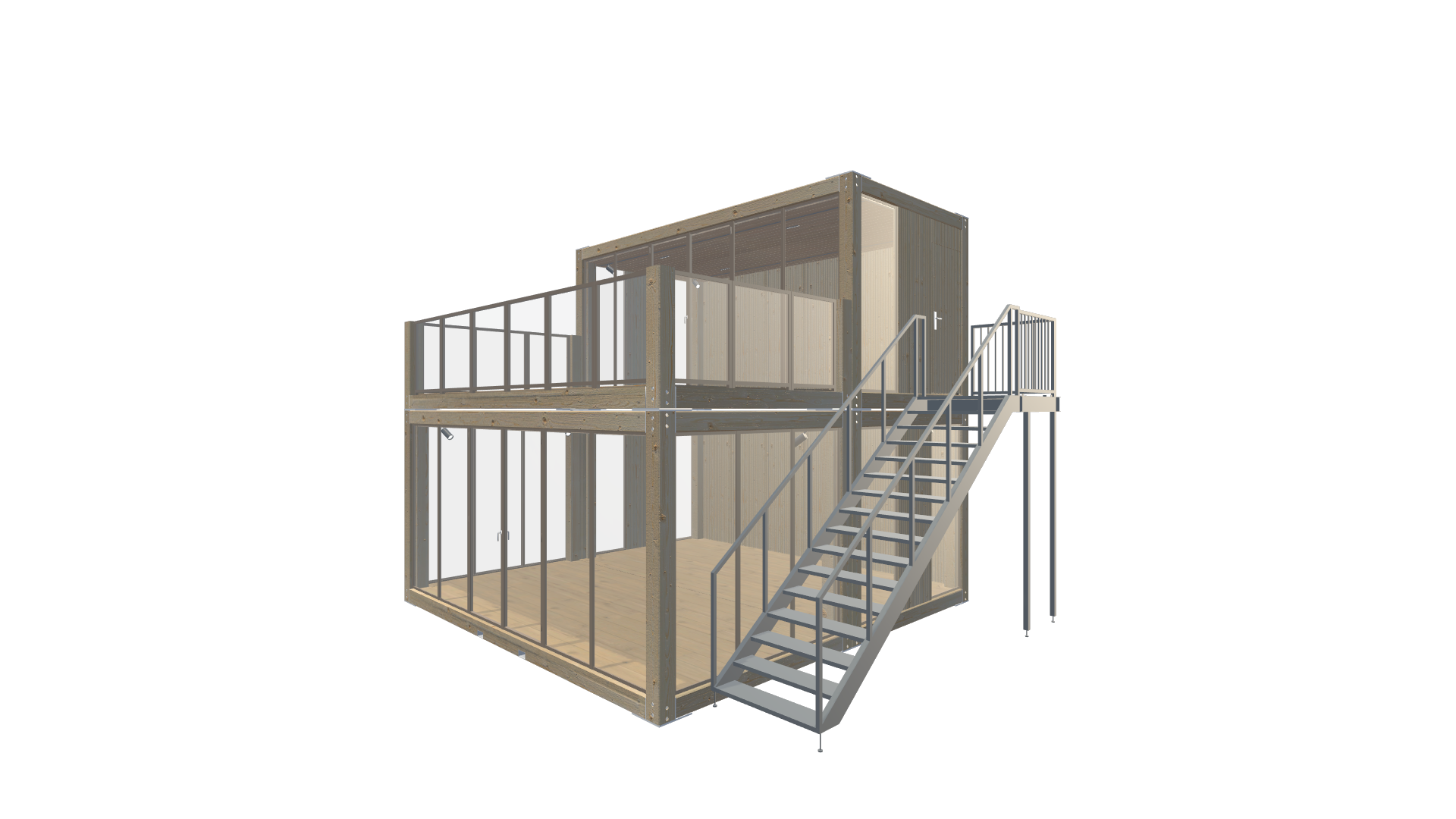 Holzmodule Woodline - PREFAB 212 - Screenshot - Vorne Rechts