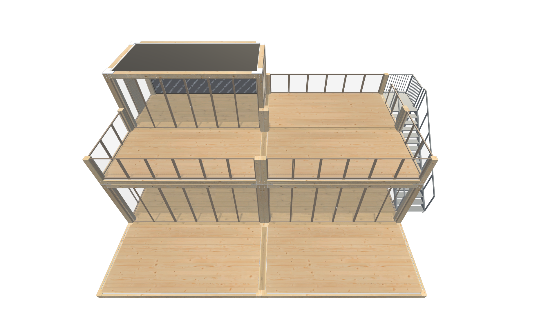 Holzmodule Woodline - PREFAB 218 - Schräg Oben Holzmodule Woodline - PREFAB 218 - Screenshot - Schräg Oben