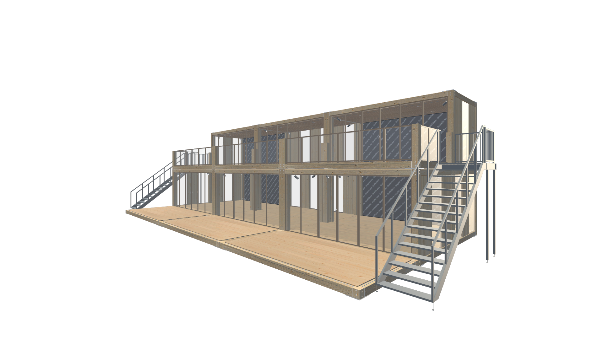 Holzmodule Woodline - PREFAB 210 - Screenshot - Vorne Rechts